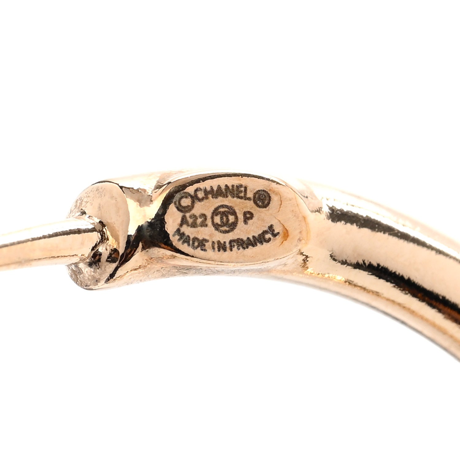 Chanel Metal Textured CC Hoop Earrings Gold 4 of 5