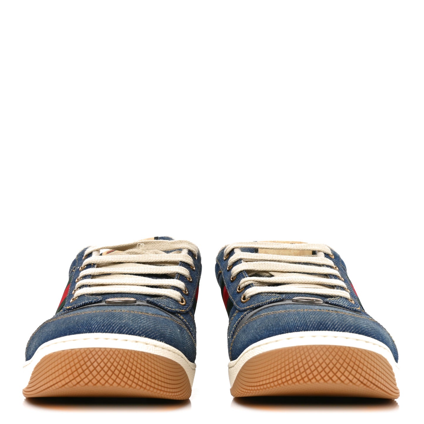 Denim GG Monogram Calfskin Web Mens Screener Sneakers 10 Blue
