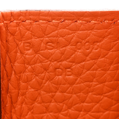 Hermes Taurillon Clemence Halzan 25 Orange Minium 7 of 11