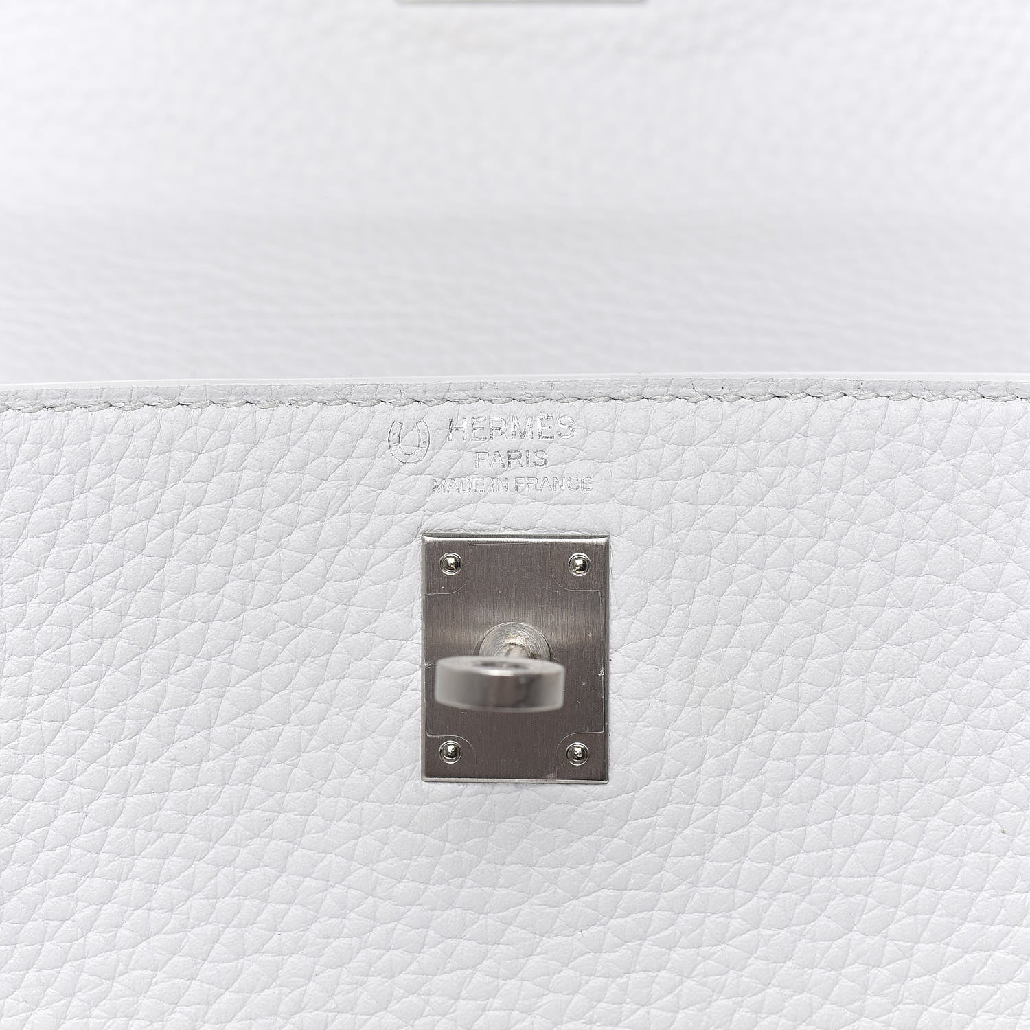 Hermes Taurillon Clemence Horseshoe Kelly Retourne 25 White Black 9 of 43