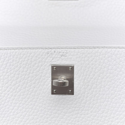 Hermes Taurillon Clemence Horseshoe Kelly Retourne 25 White Black 9 of 43