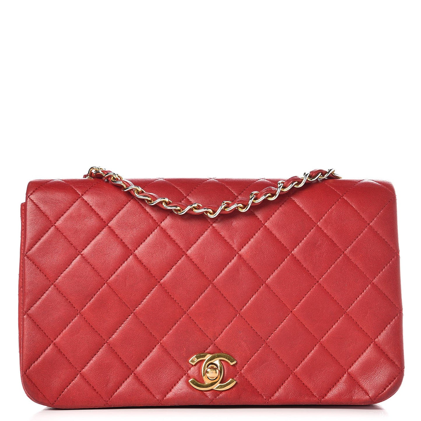Lambskin Quilted Small Single Flap Red