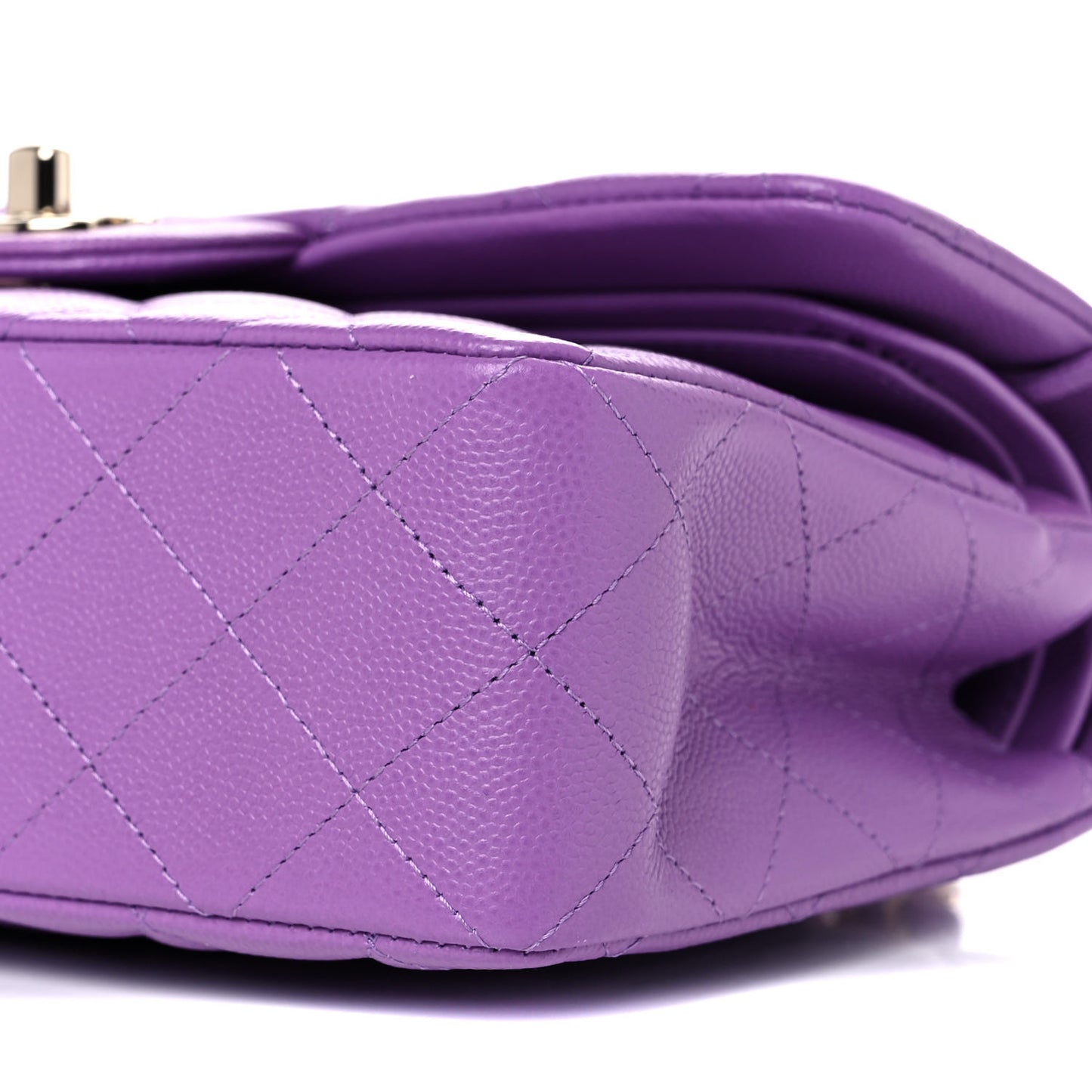 Caviar Quilted Small Double Flap Purple