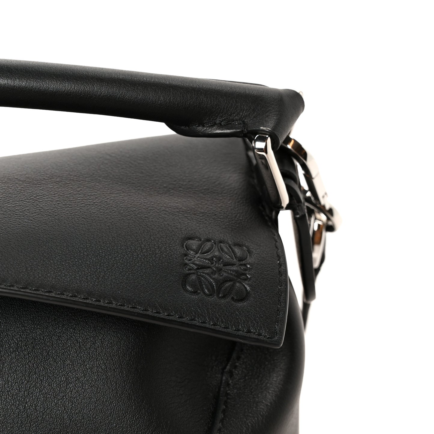 Calfskin Small Puzzle Edge Bag Black