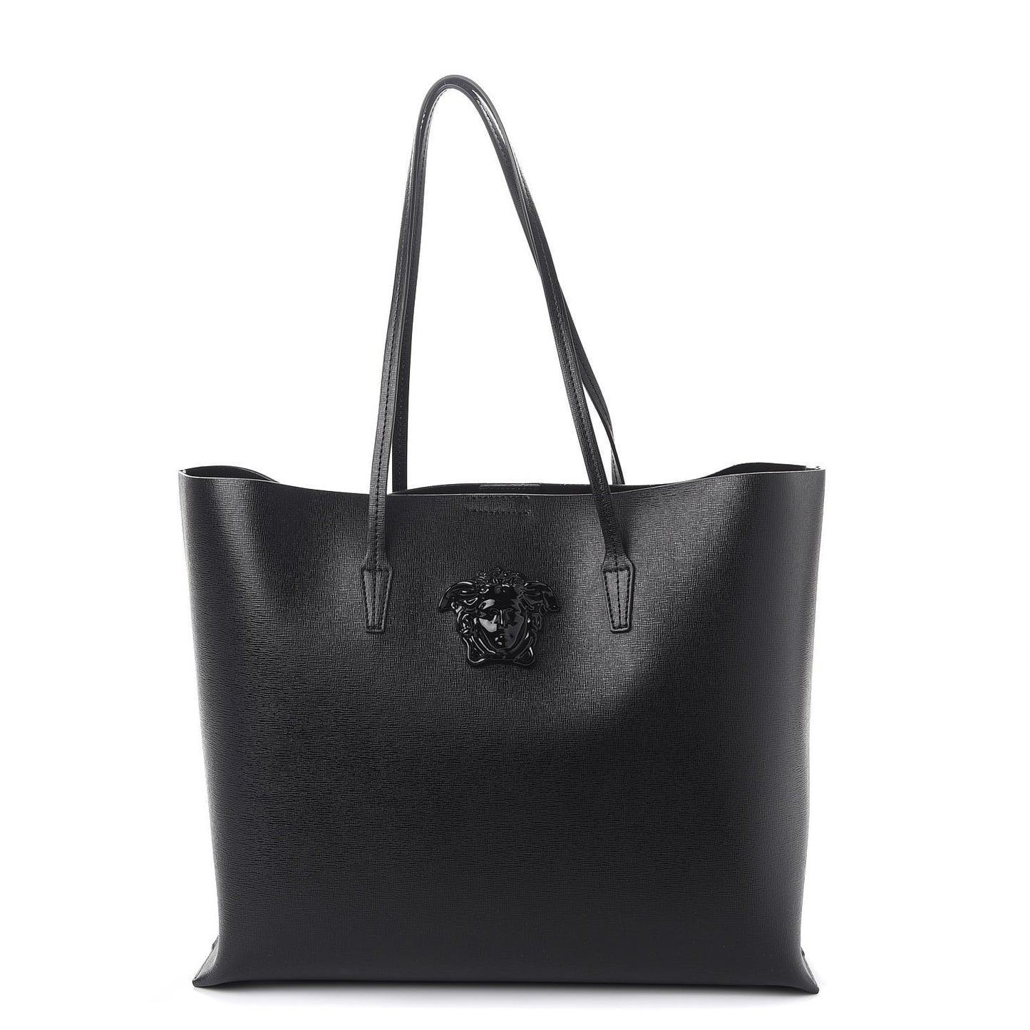 Grained Calfskin Palazzo Medusa Tote Black