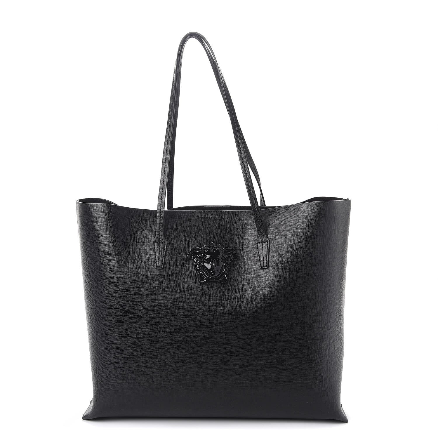Versace Grained Calfskin Palazzo Medusa Tote Black 1 of 8