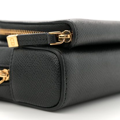 Christian Dior Grained Calfskin Caro Double Pouch Black 9 of 10