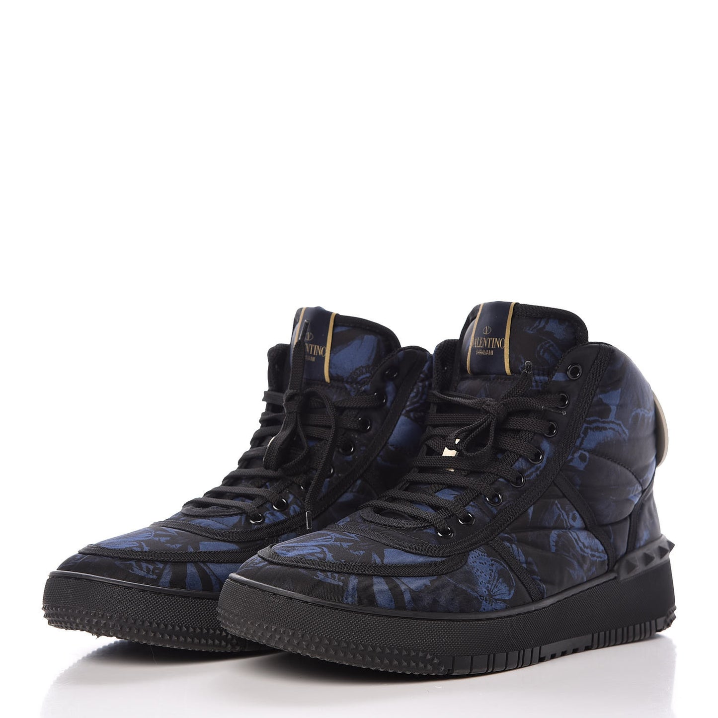 Nylon Camubutterfly Mens Rockstud High Top Sneakers 45 Marine Light Ivory Black
