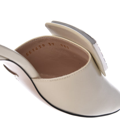 Gucci Malaga Kid Crystal Square G Madelyn Mules 37 Vintage White 9 of 10