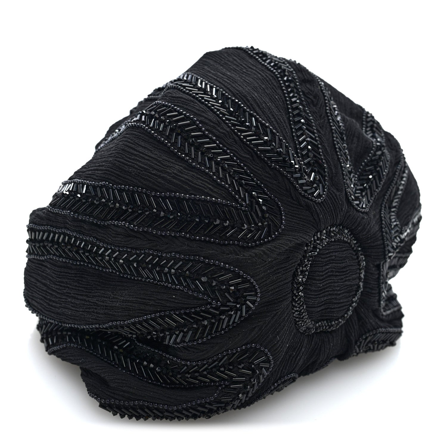 Saint Laurent Chiffon Silk Crepe Beaded Pochon Broderie Bag Black 7 of 16