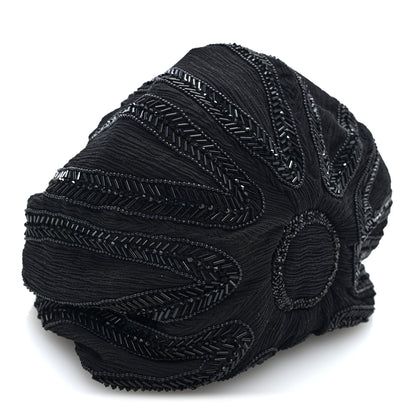 Saint Laurent Chiffon Silk Crepe Beaded Pochon Broderie Bag Black 7 of 16
