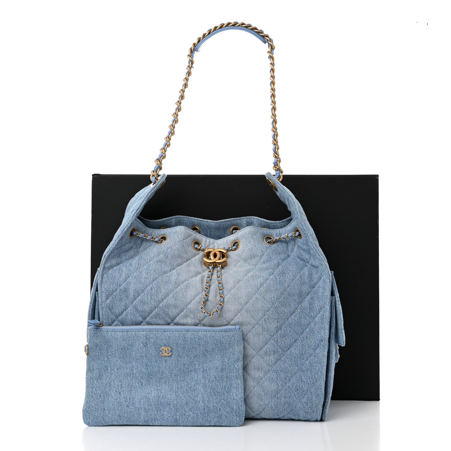 Chanel Washed Denim Quilted Medium Chanel 25 Handbag Blue 12 of 12