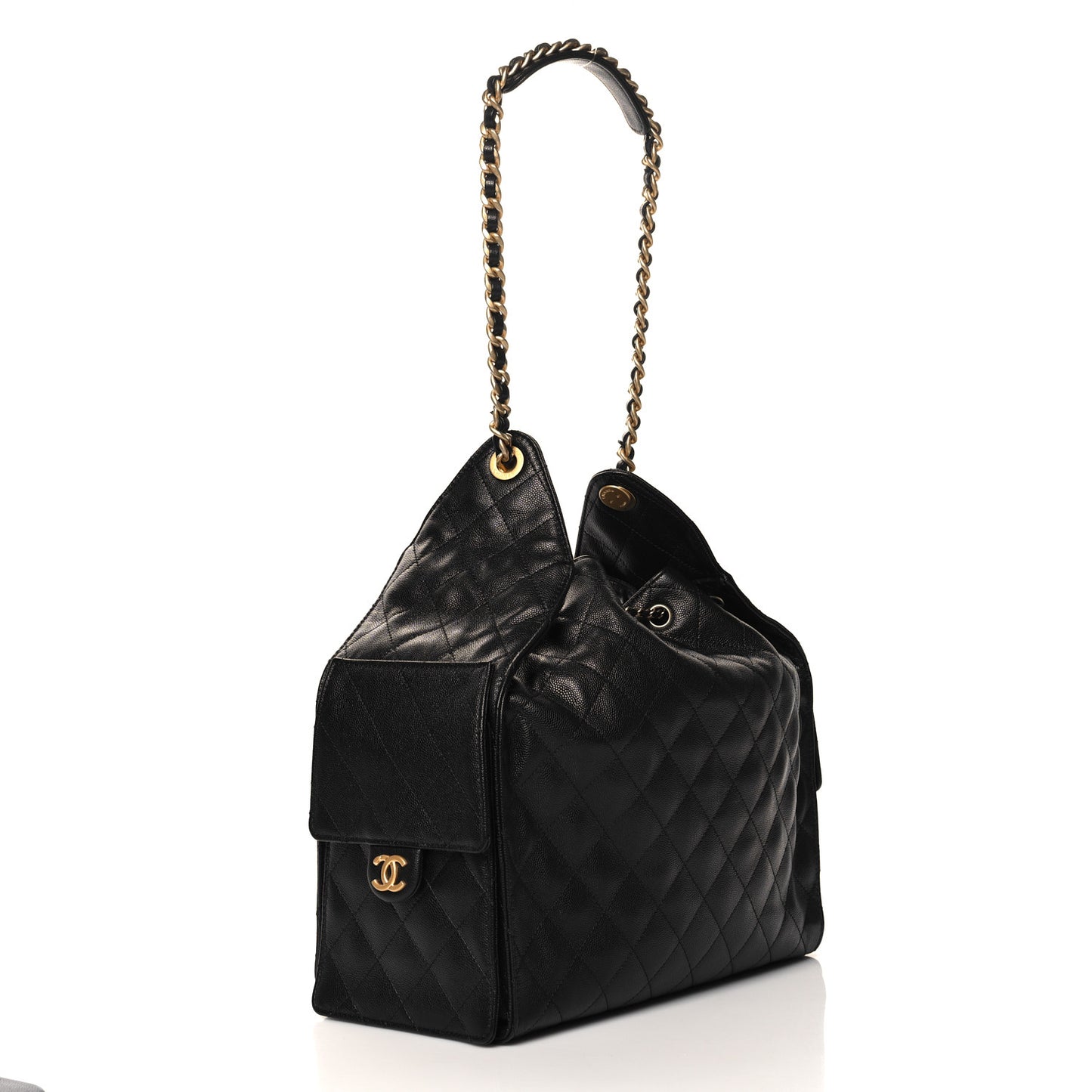 Caviar Quilted Medium Chanel 25 Handbag Black
