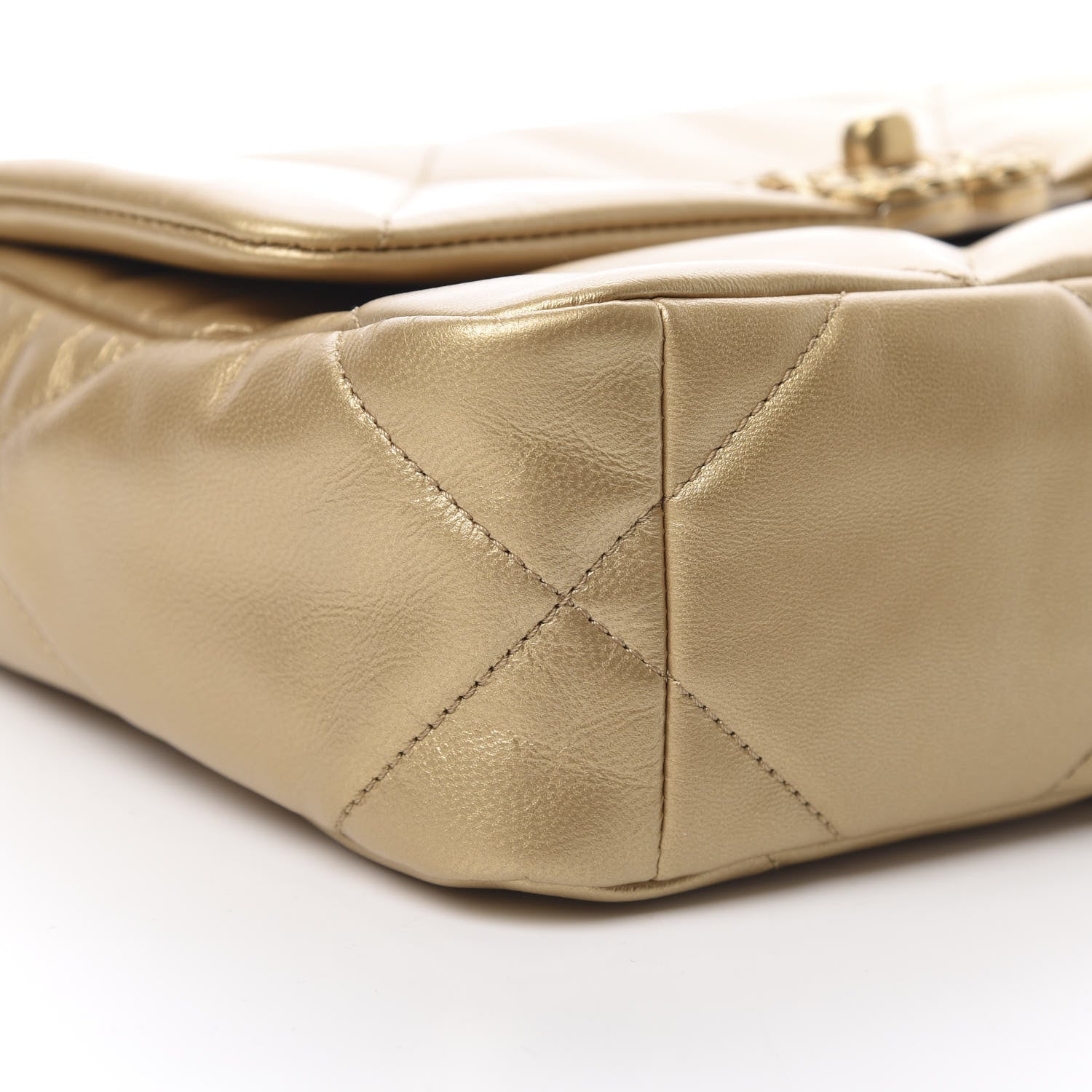Chanel Metallic Goatskin Quilted Medium 19 Flap Gold 10 of 12