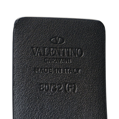 Valentino Garavani Glossy Calfskin Monochrome 40mm VLogo Belt 80 32 Black 5 of 5