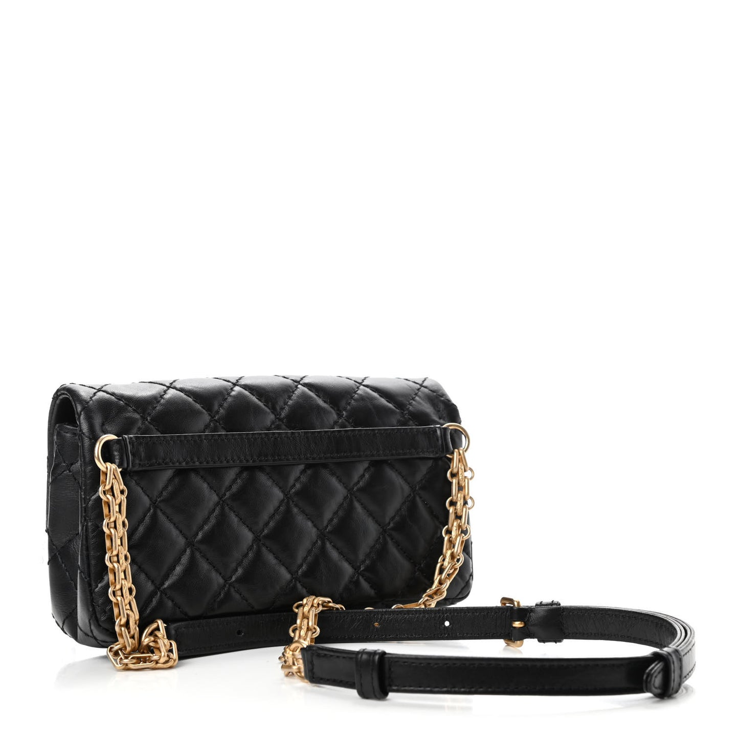 Aged Calfskin Quilted 2.55 Reissue Chain Waist Bag Black
