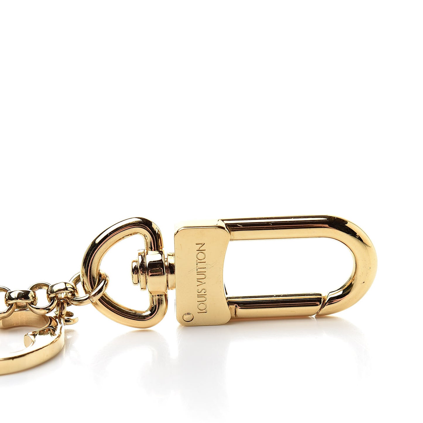 Brass Enamel Fleur De Monogram Bag Charm Chain Gold