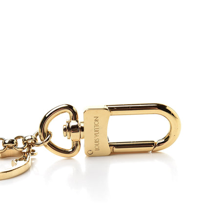 Louis Vuitton Brass Enamel Fleur De Monogram Bag Charm Chain Gold 3 of 5