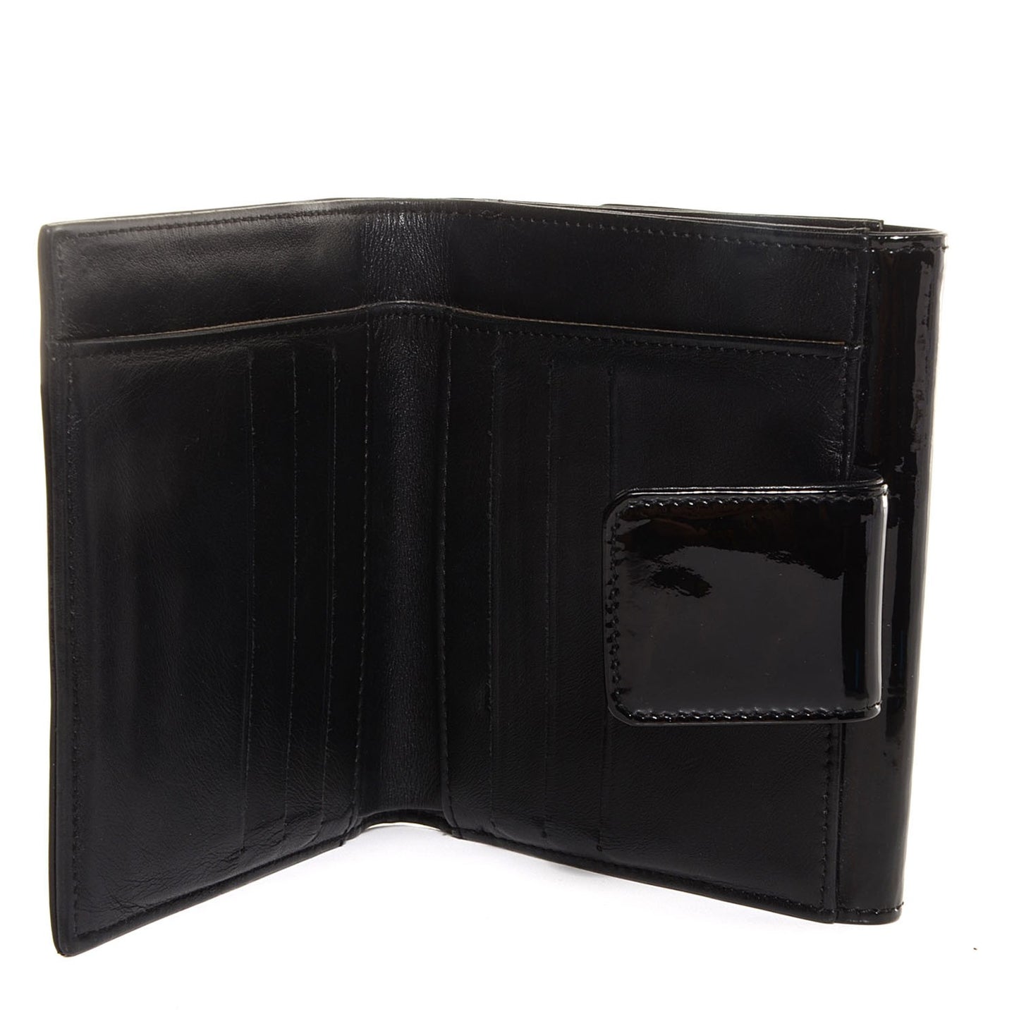 Patent Camellia Compact Wallet Black
