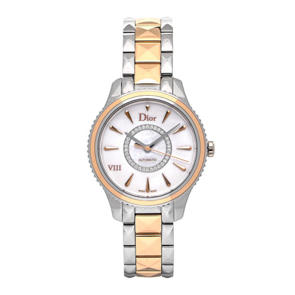 Christian Dior Stainless Steel 18K Rose Gold Diamond Mother of Pearl 32mm Dior VIII Montaigne Automatic Watch 1 of 7