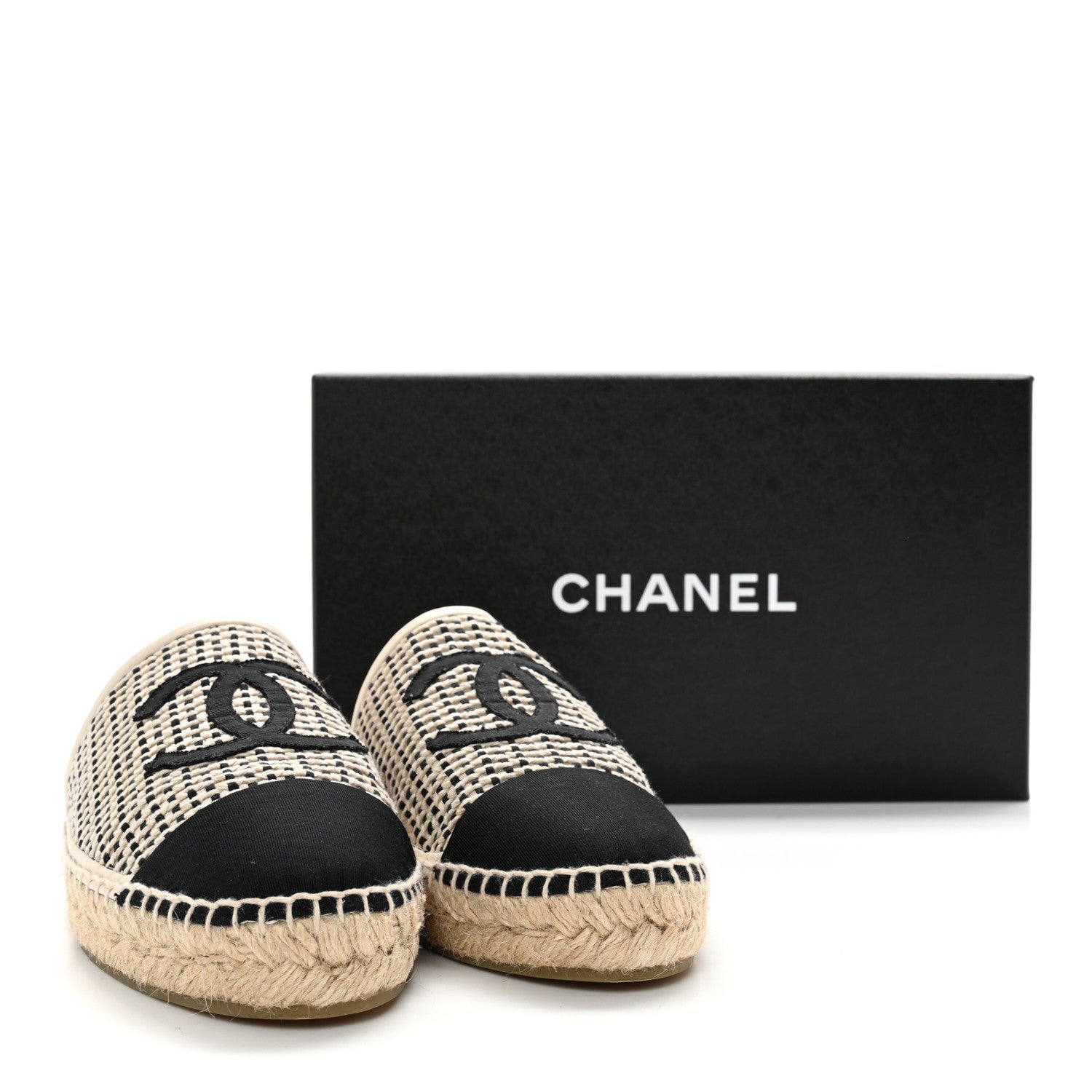 Chanel Mesh Grosgrain CC Espadrilles Mule 40 Beige Black 10 of 10