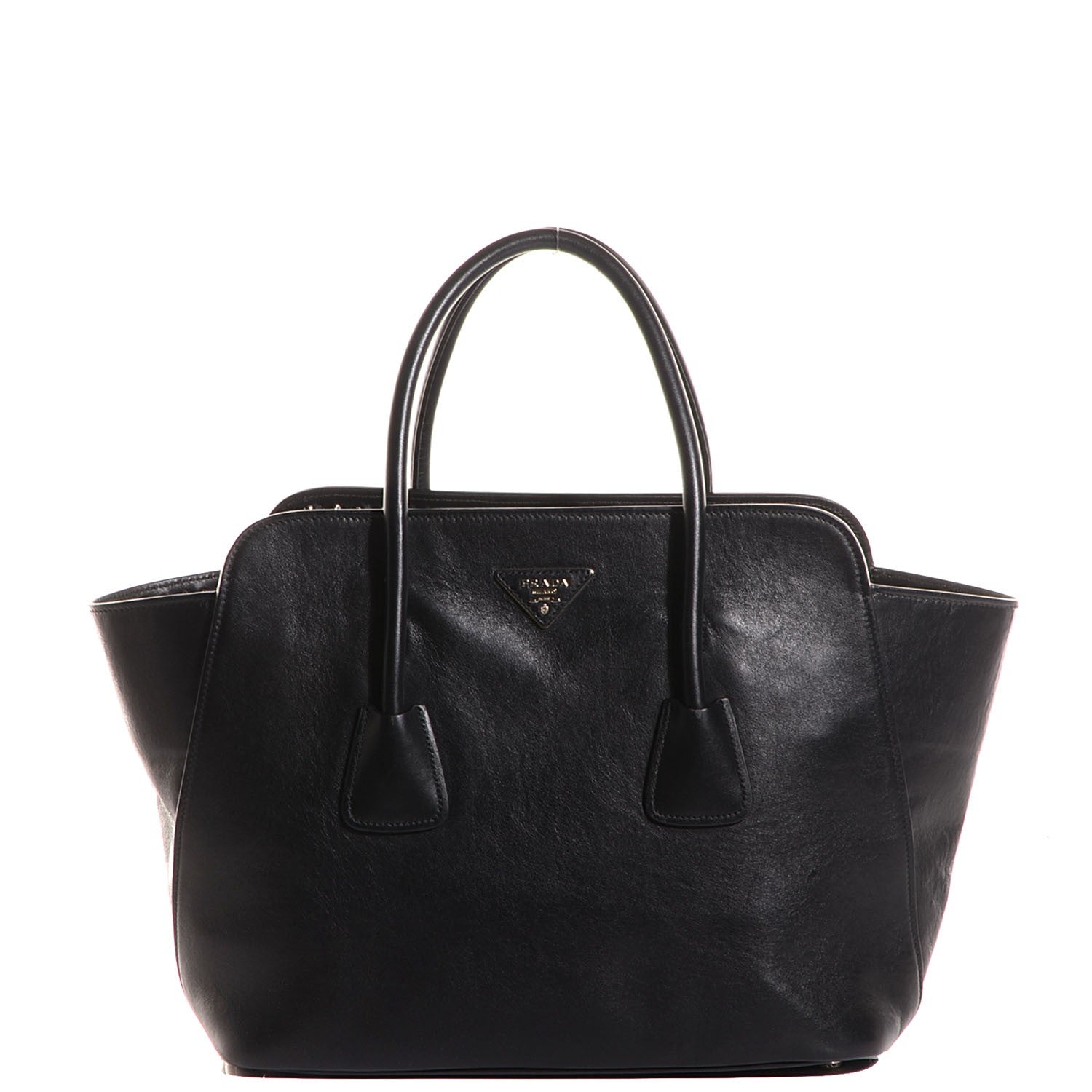 Prada Soft Calfskin Large Studded East West Tote Black 1 of 22