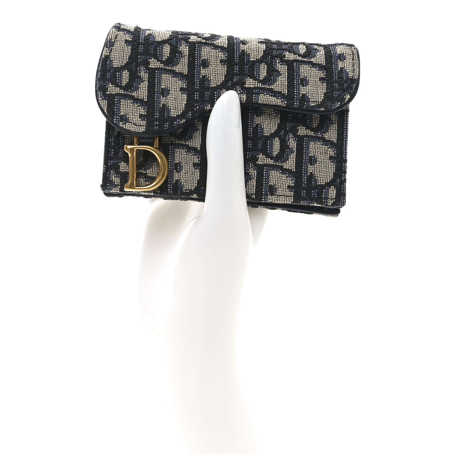 Christian Dior Oblique Saddle Card Holder Blue 2 of 7