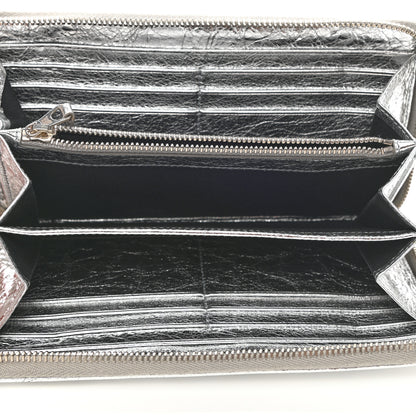 Balenciaga Metallic Calfskin Essential Continental Zip Around Wallet Silver 5 of 8