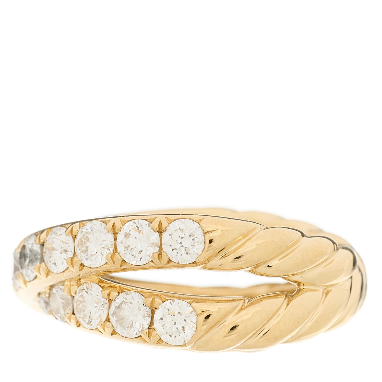 David Yurman 18K Yellow Gold Diamond 8mm Crossover Band Ring 52 6 3 of 5