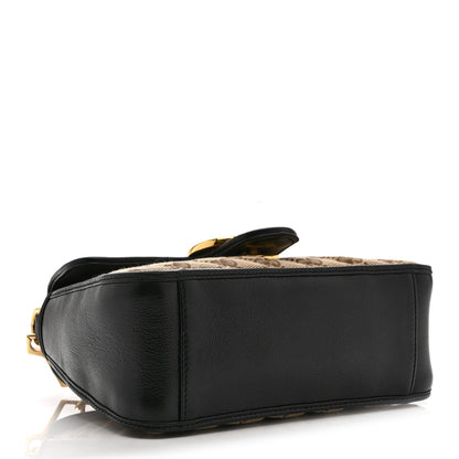 Gucci Monogram Azalea Calfskin Matelasse Diagonal Mini GG Marmont Top Handle Shoulder Bag Beige Ebony Black 4 of 11