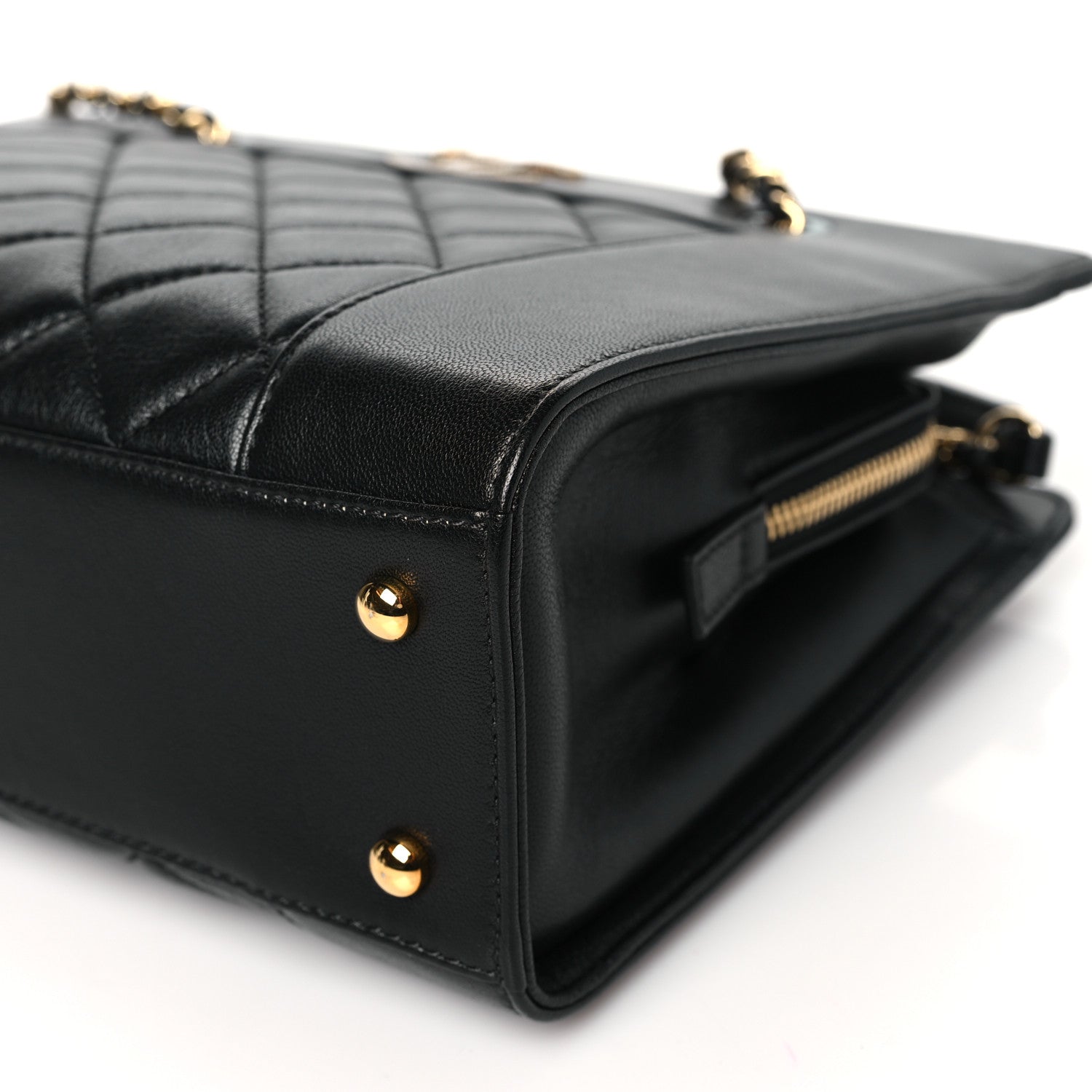 Chanel Sheepskin Quilted Small Mademoiselle Vintage Shopping Tote Black 10 of 10