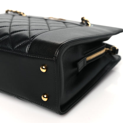 Chanel Sheepskin Quilted Small Mademoiselle Vintage Shopping Tote Black 10 of 10