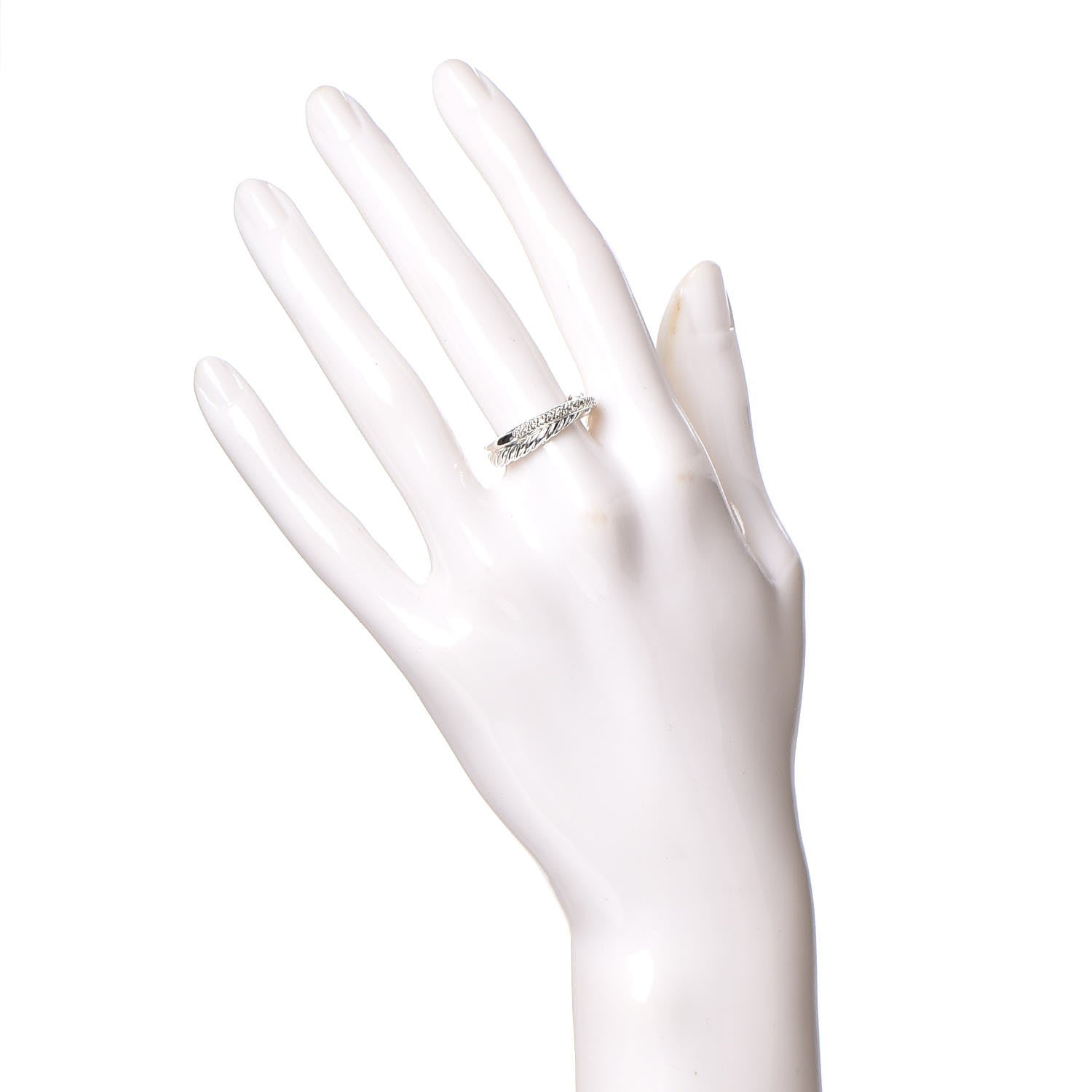 David Yurman Sterling Silver Diamond 5mm Crossover Ring 52 6 2 of 4