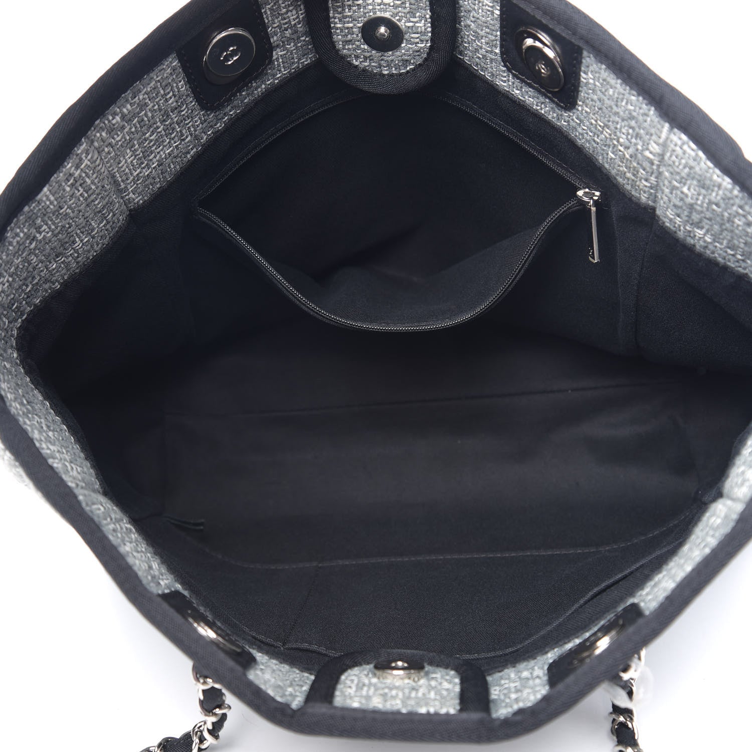 Chanel Straw Lurex Small Deauville Tote Charcoal 4 of 10