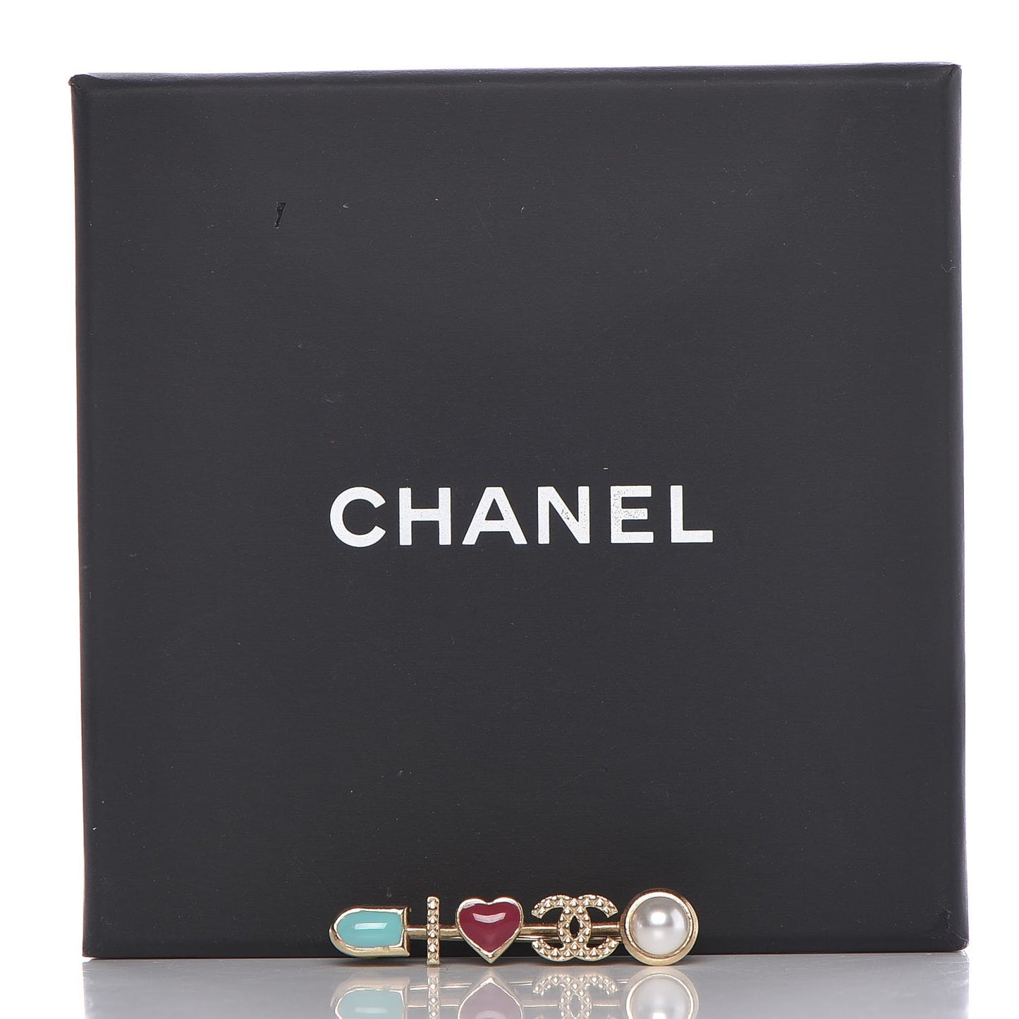 Enamel Pearl I Heart CC Brooch Gold