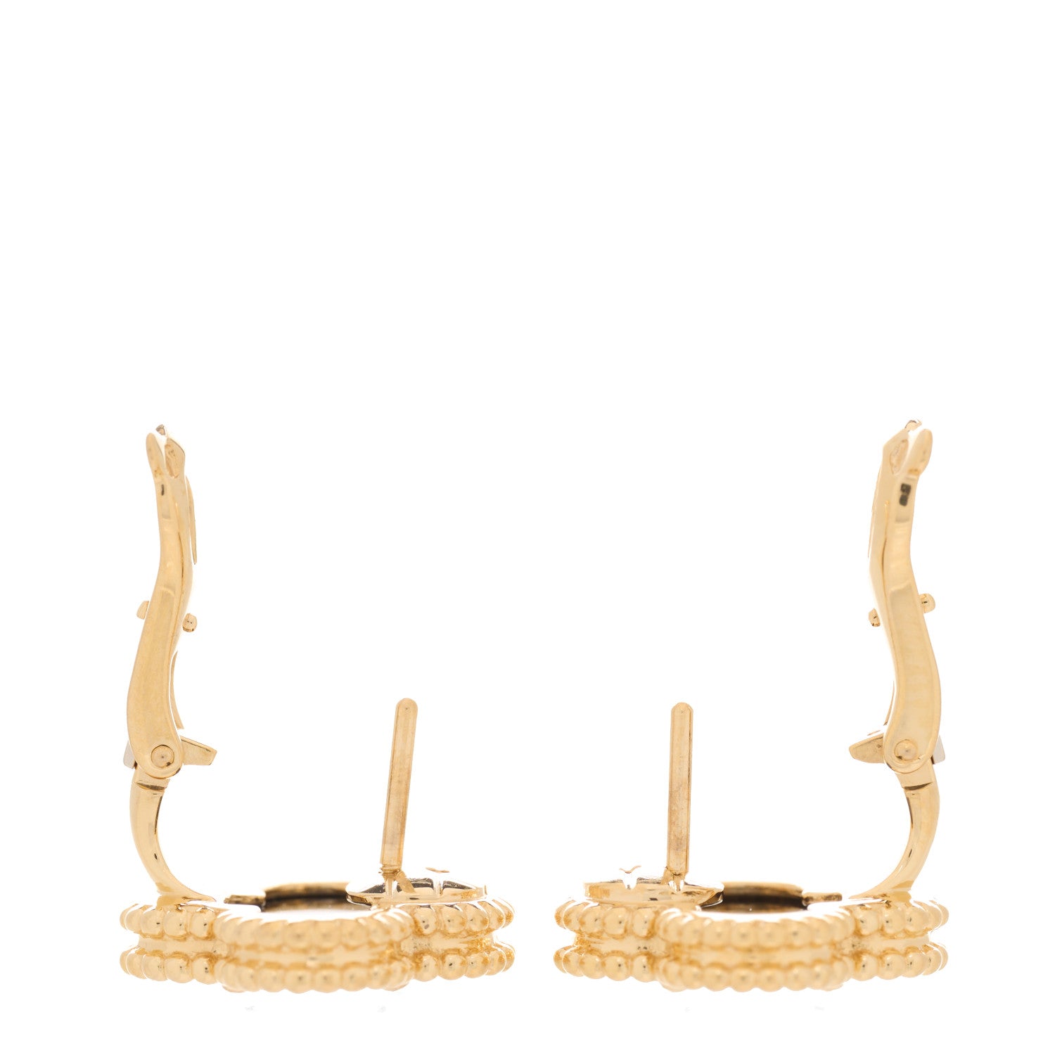 Van Cleef & Arpels 18K Yellow Gold Black Onyx Vintage Alhambra Earrings 3 of 5