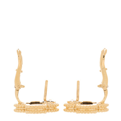Van Cleef & Arpels 18K Yellow Gold Black Onyx Vintage Alhambra Earrings 3 of 5