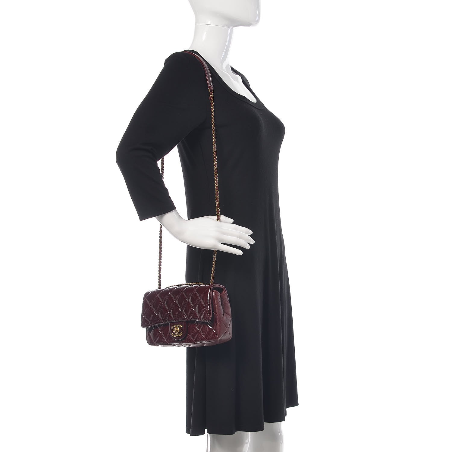 Chanel Patent Goatskin Quilted Medium CC Eyelet Flap Burgundy 2 of 12