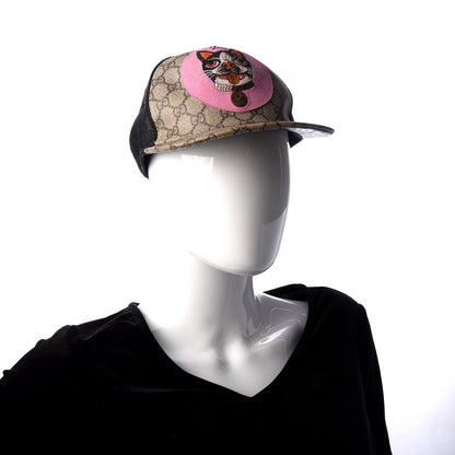 Gucci GG Supreme Monogram Bosco Patch Baseball Hat 56 Beige Malva 2 of 8