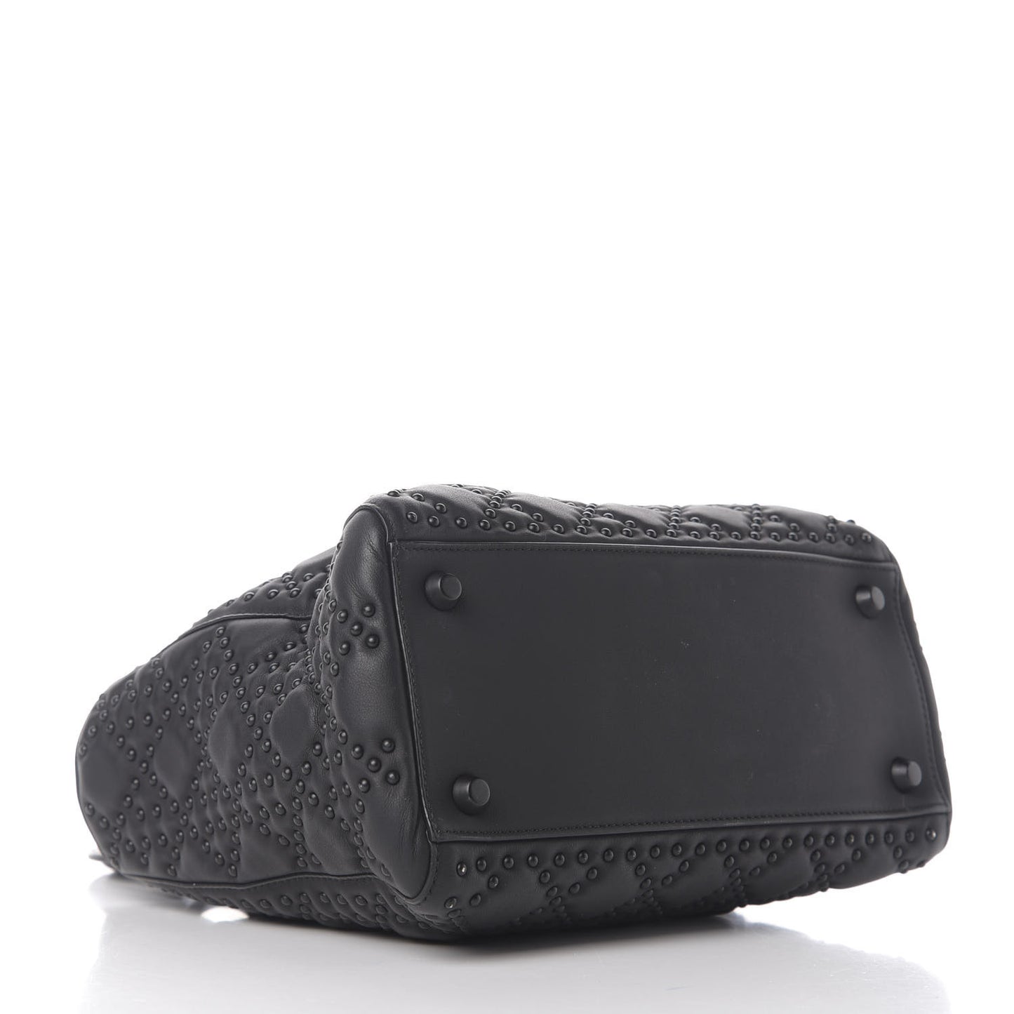 UItra Matte Calfskin Cannage Studded Medium Supple Lady Dior Black