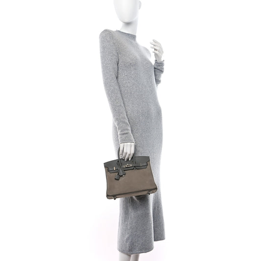 Veau Doblis Swift Grizzly Birkin 25 Gris Meyer Gris Caillou