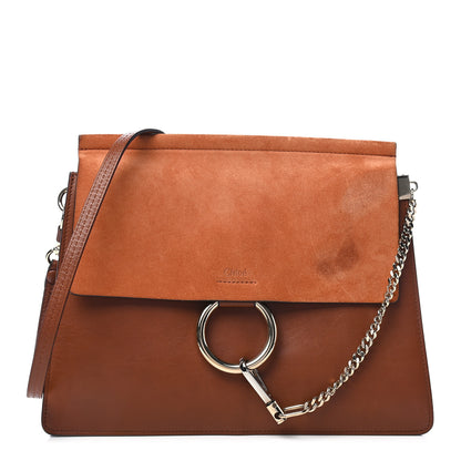 Chloe Suede Calfskin Medium Faye Shoulder Bag Tobacco 1 of 10