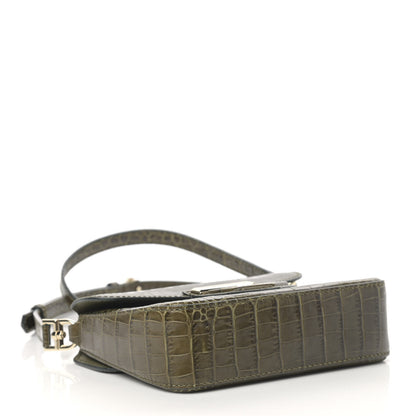 Givenchy Calfskin Crocodile Embossed Mini Nobile Shoulder Bag Khaki 4 of 11