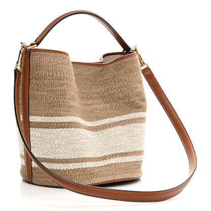 Celine Canvas Smooth Calfskin Logo Bucket 16 Bag Beige Tan 3 of 11