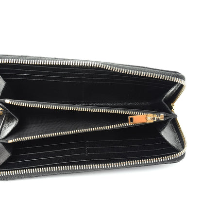 Saint Laurent Grain De Poudre Matelasse Chevron Monogram Zip Around Wallet Black 5 of 10