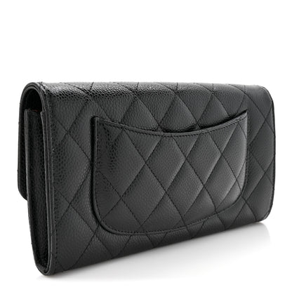Chanel Caviar Quilted Large Gusset Flap Wallet Black 3 of 8