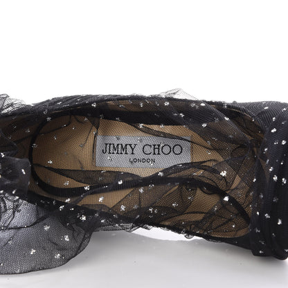 Jimmy Choo Suede Tulle Lavish 100 Pumps 36 Black Silver 7 of 8
