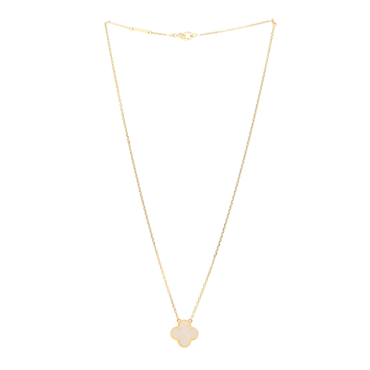 18K Yellow Gold Mother of Pearl Vintage Alhambra Pendant Necklace