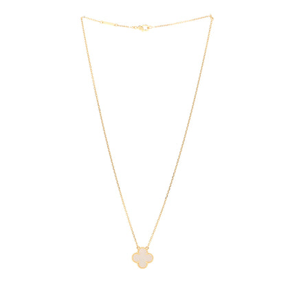 Van Cleef & Arpels 18K Yellow Gold Mother of Pearl Vintage Alhambra Pendant Necklace 3 of 5