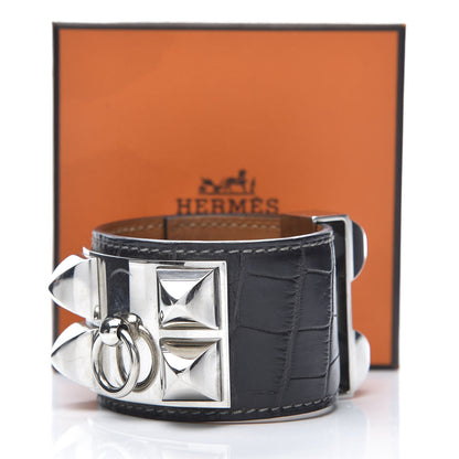 Hermes Matte Alligator Collier De Chien CDC Bracelet S Graphite 8 of 8